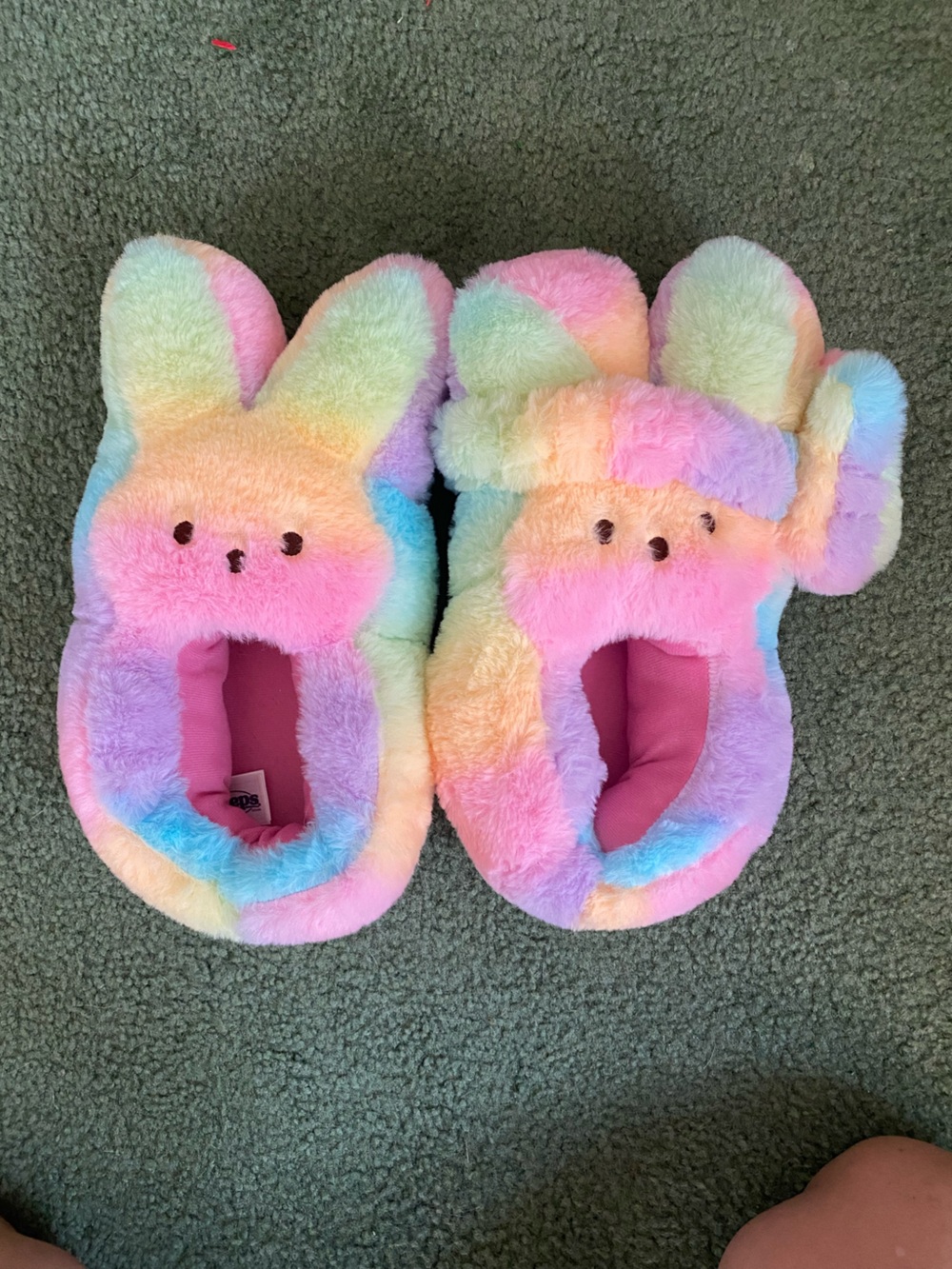 Kids Plush Bunny Slippers - Rainbow Pastel